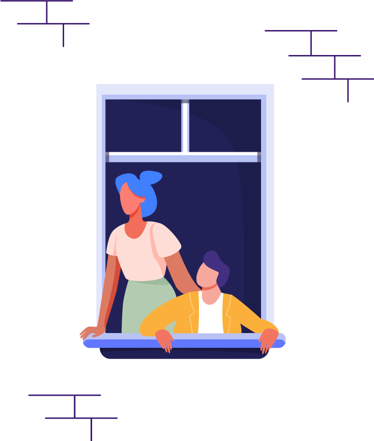 Amigos en una ventana